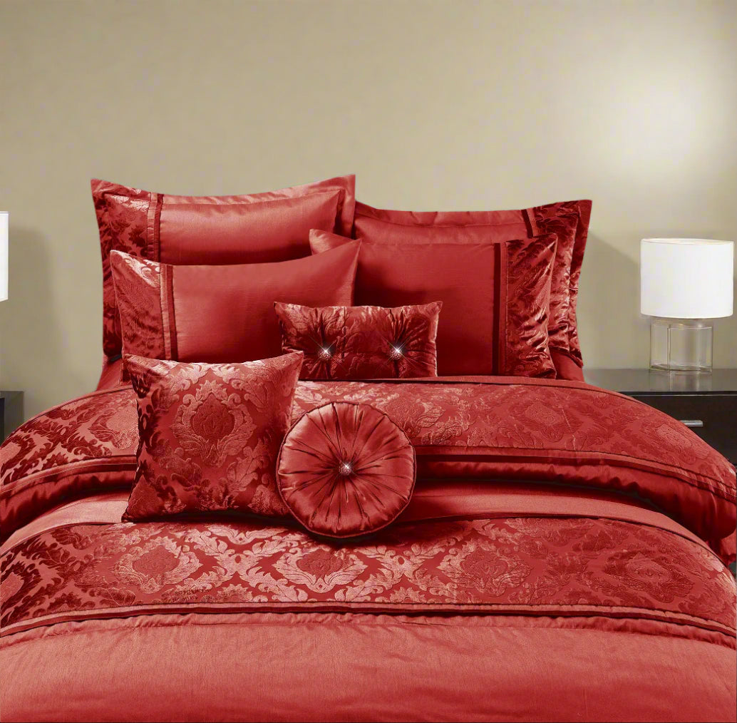 Casa Embroidered Duvet Set 4 Colours Matching Curtains