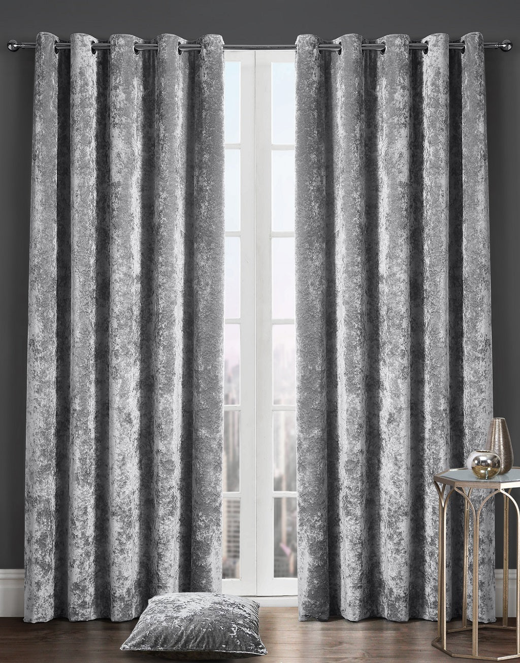 Crushed Velvet Curtains 4 Colours 6 Sizes