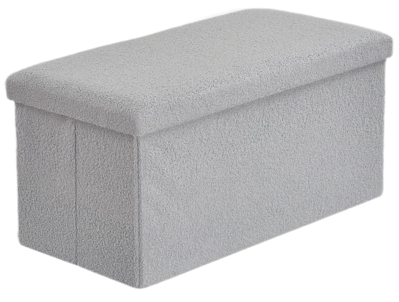 Silver Boucle Foldable Storage Ottoman 2 Sizes