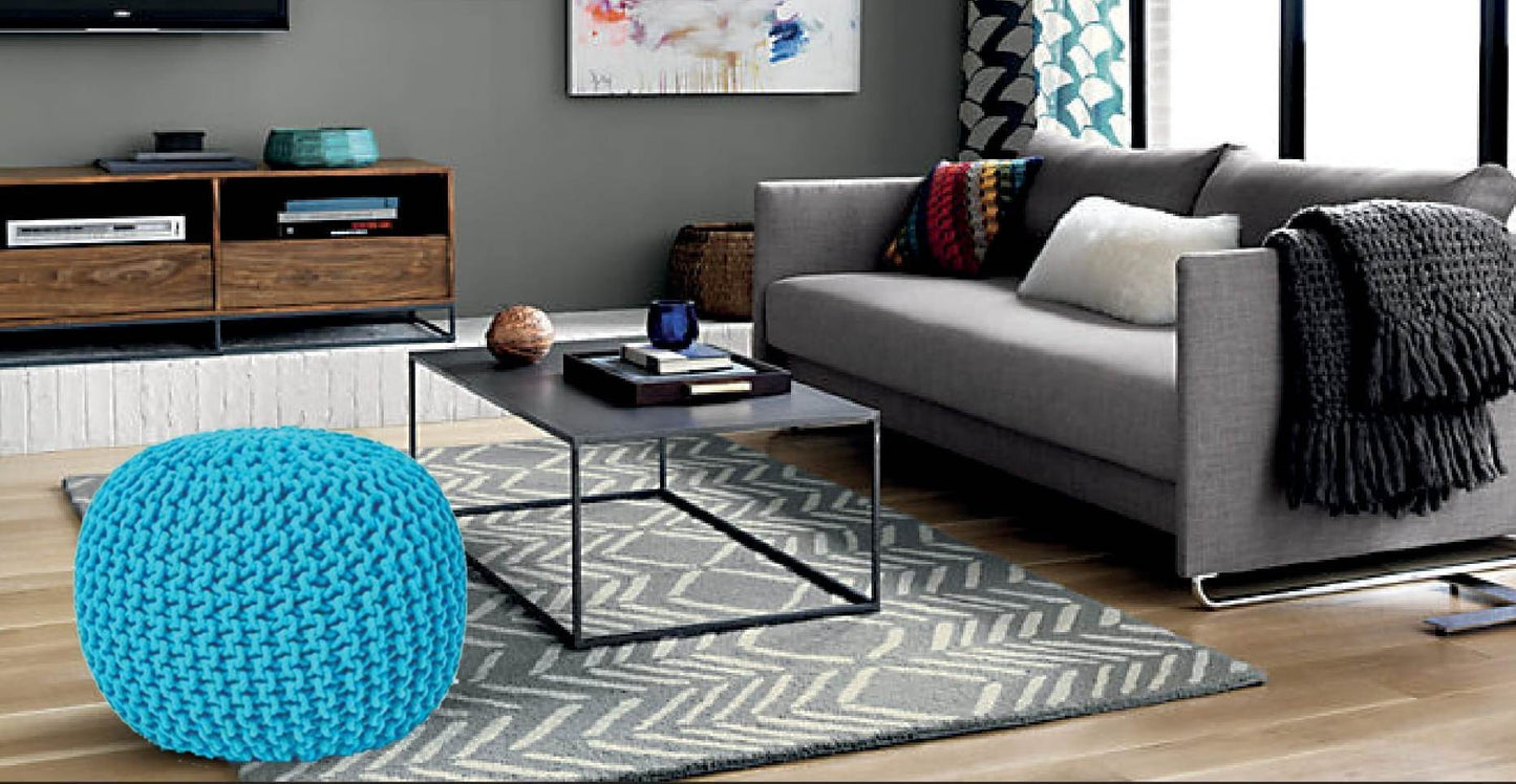 Knitted Pouffe Chunky Round Footstool Ottoman