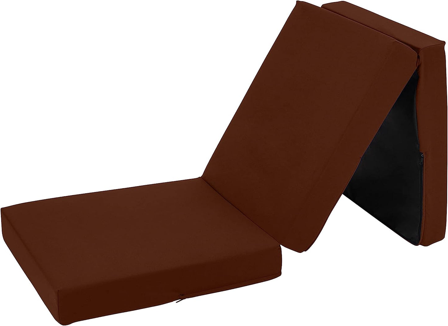 Brown Ultimate Z-Bed Cube: Foldable Mattress for Adults and Kids - Sleepover Chair Bed, Single Futon Ready Bed, Floor Mattress for Living Room - Lightweight, Comfy, and Easily Foldable Bed