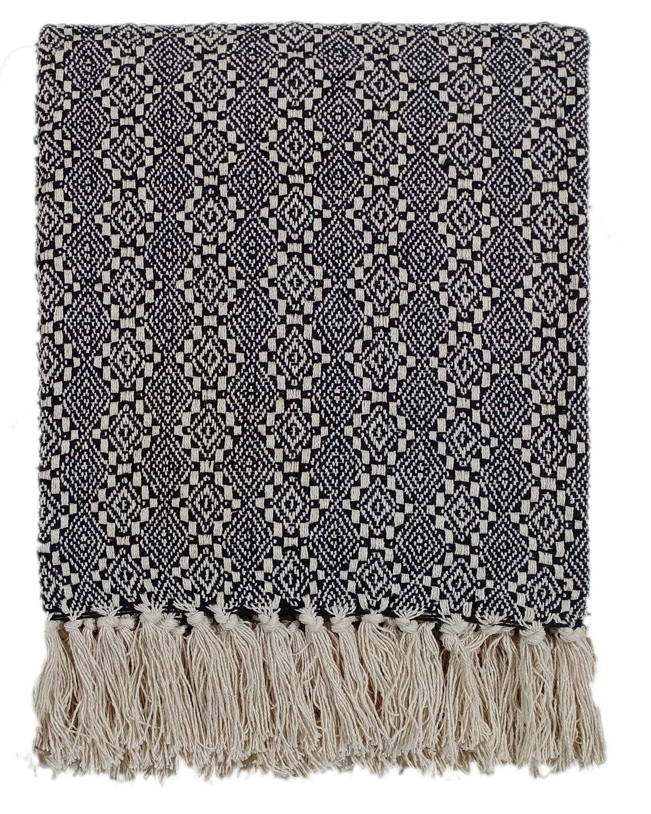 Geometric Patterned Knitted Cotton Throw