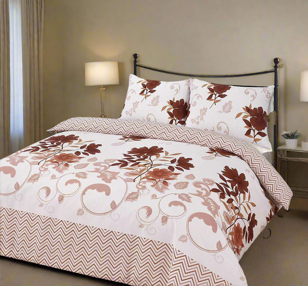 Floral Geometric Reversible Printed Duvet Set 4 Colours
