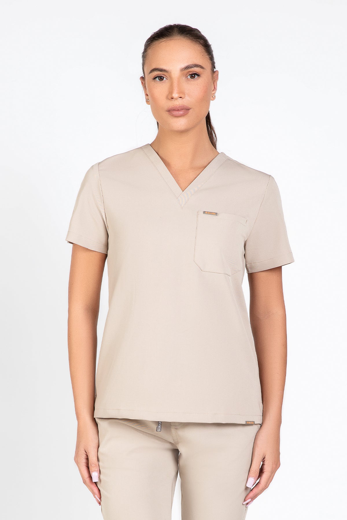 Kaizen V Neck One Pocket Scrub Top Womens