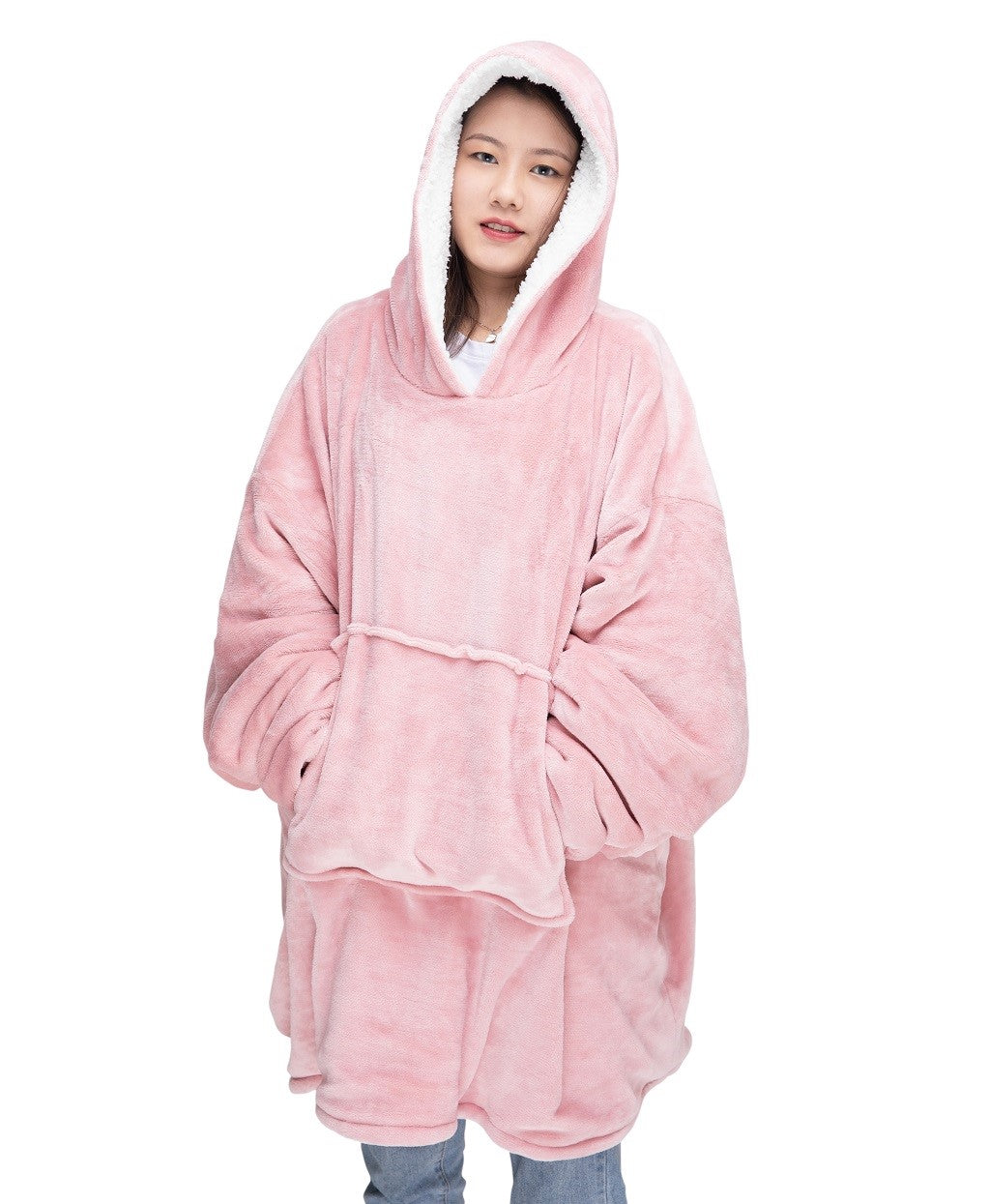 Unisex Teddy Fleece Sherpa Oversized Wearable Blanket Hoodie Fluffy