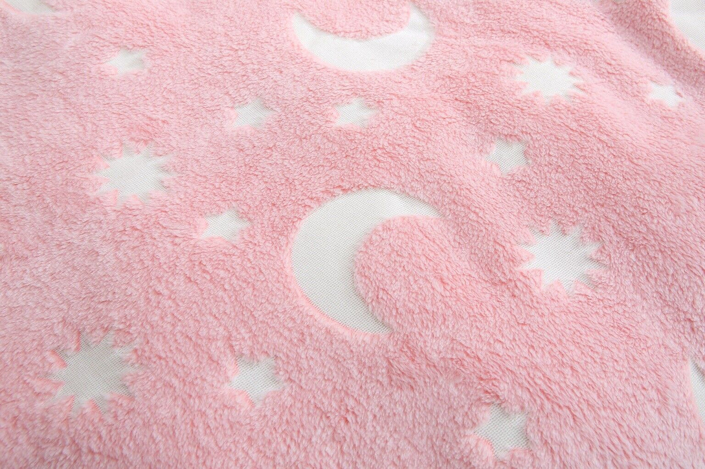 Glow In The Dark Moon & Stars Blanket Pink