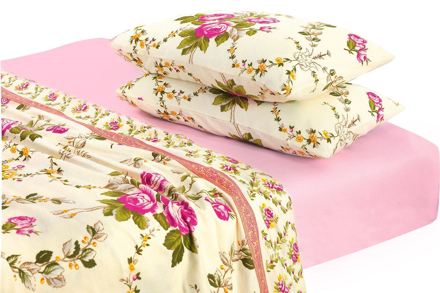 Bloom Pink Flannelette Brushed Cotton Sheet Set