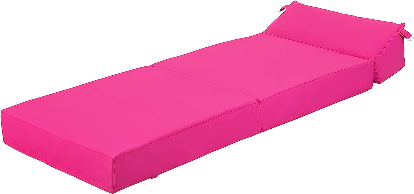 Indoor/Outdoor Fold Out Z Bed Chair | Lightweight Sofa Bed Futon with Soft Water-Resistant Cover Pink