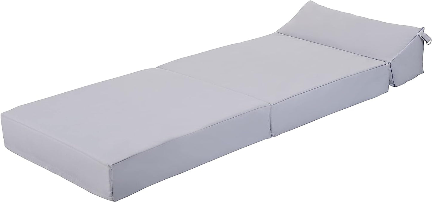 Indoor/Outdoor Fold Out Z Bed Chair | Lightweight Sofa Bed Futon with Soft Water-Resistant Cover Silver