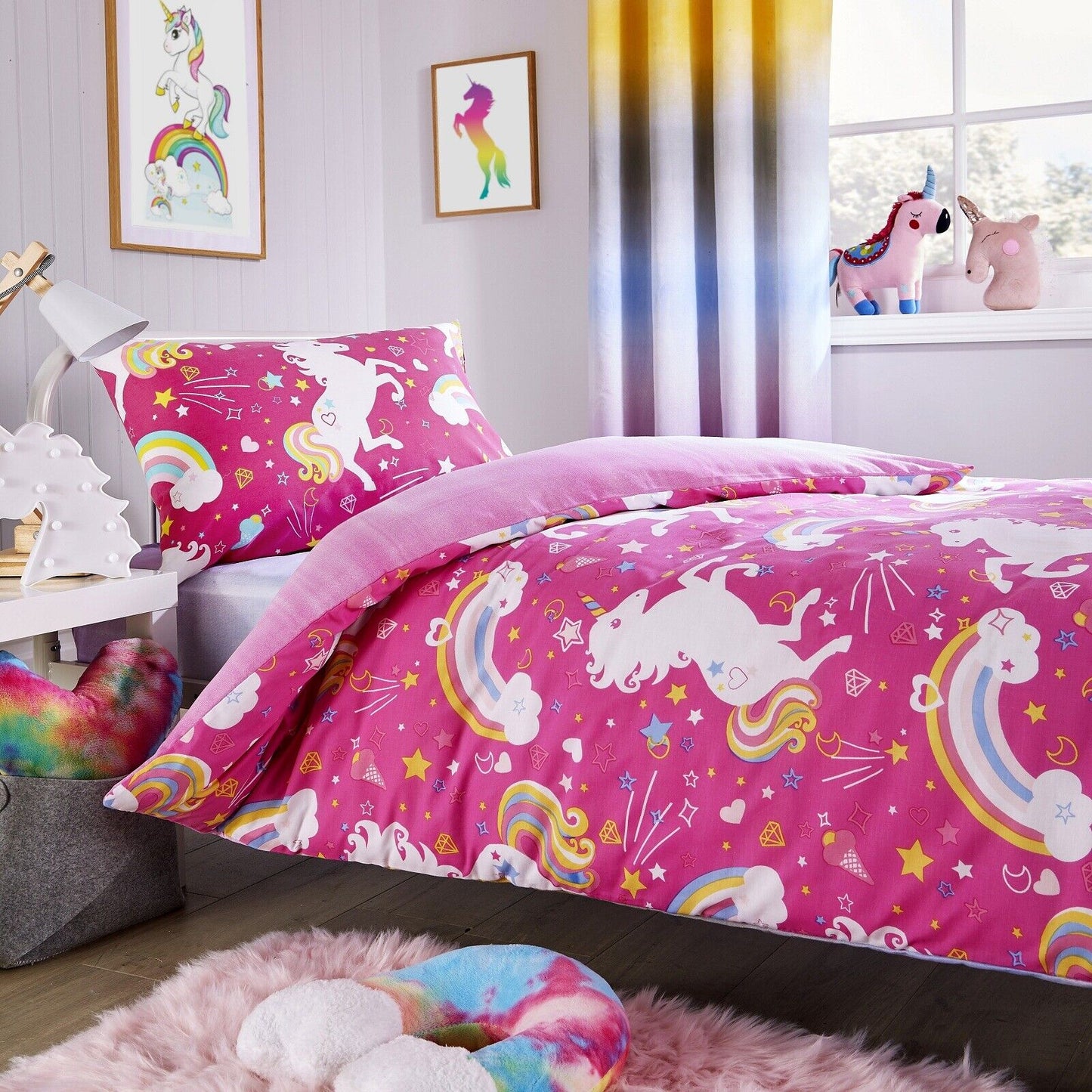 Kids Unicorn Duvet Set & Curtains