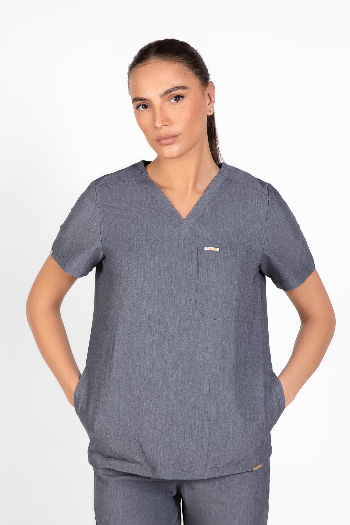 Tasca Women's V Neck Four pockets Scrub With Invisible Side Pockets