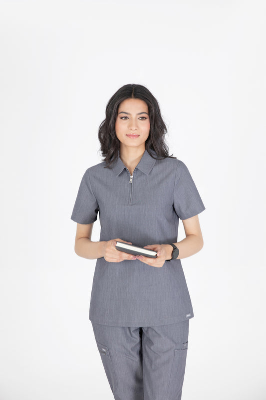 Kiro Zip Neck Polo Scrub womens