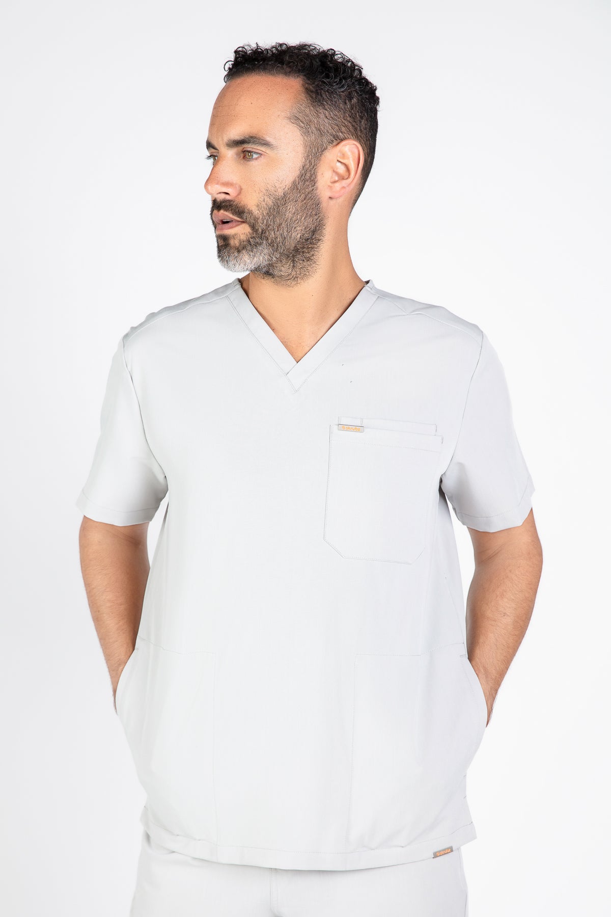 Tasca Men's V Neck Four pockets Scrub With Invisible Side Pockets