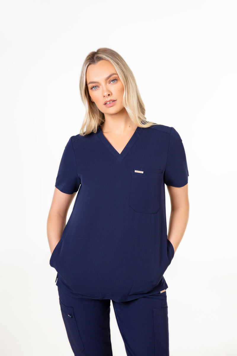 Tasca Women's V Neck Four pockets Scrub With Invisible Side Pockets