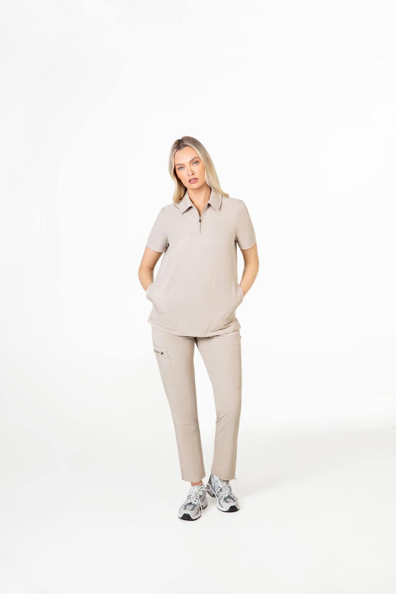 Kiro Side Pocket Zip Neck Top Womens