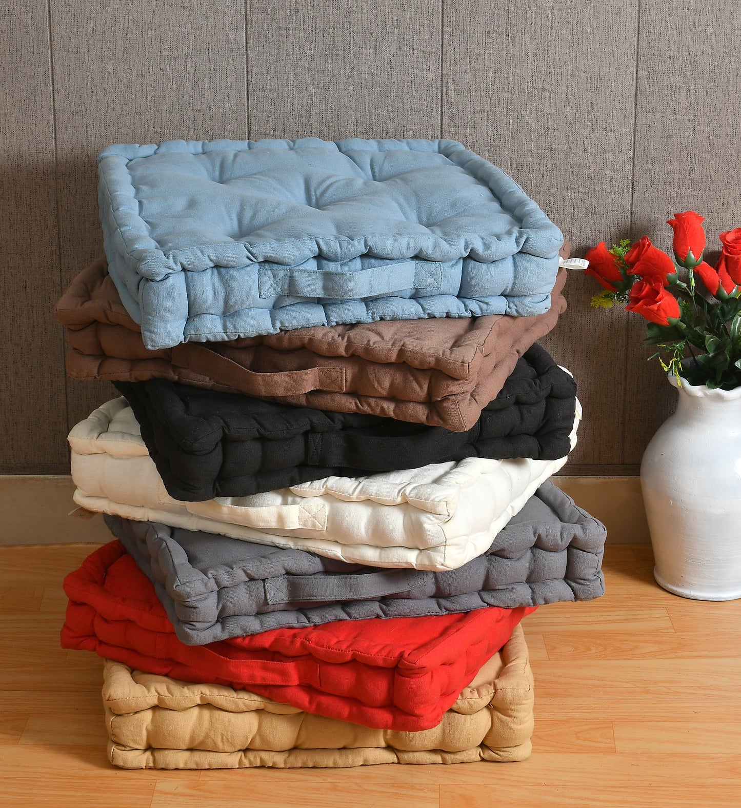 Cotton Covered Booster Cushion Seat Pads 7 Colours