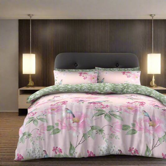 Birds On The Flower Printed Complete Duvet Set