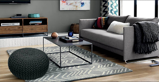 Knitted Pouffe Chunky Round Footstool Ottoman