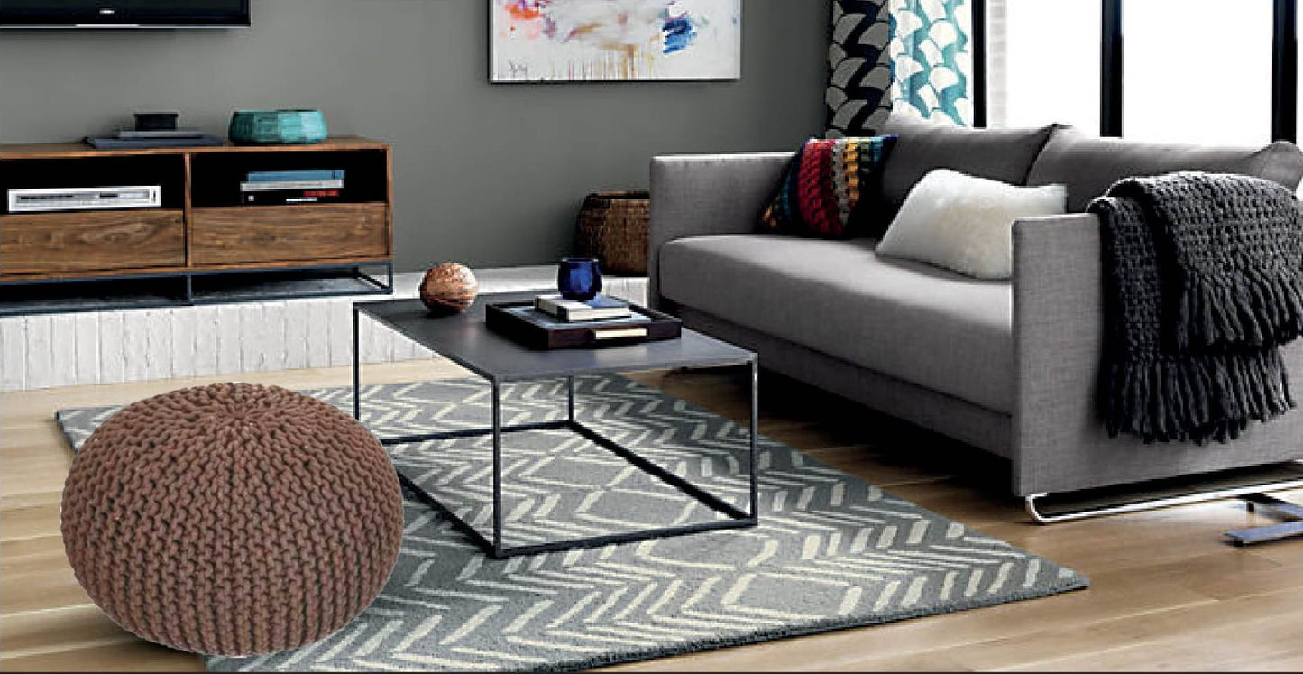 Knitted Pouffe Chunky Round Footstool Ottoman