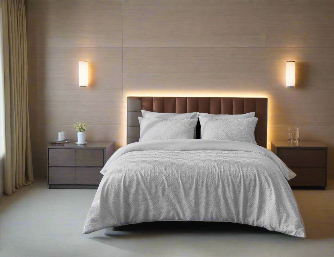 3D Embossed Square Patterned Duvet Set 4 Colours
