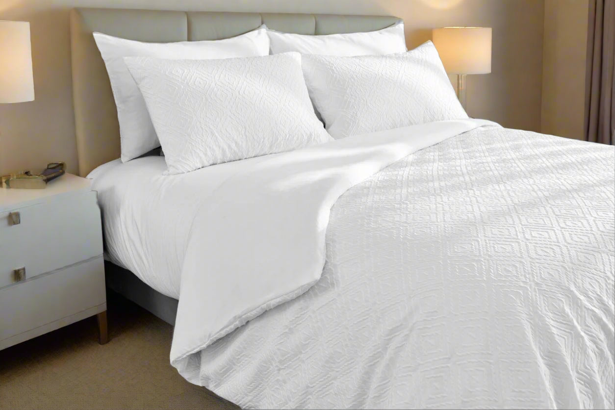 3D Embossed Square Patterned Duvet Set 4 Colours
