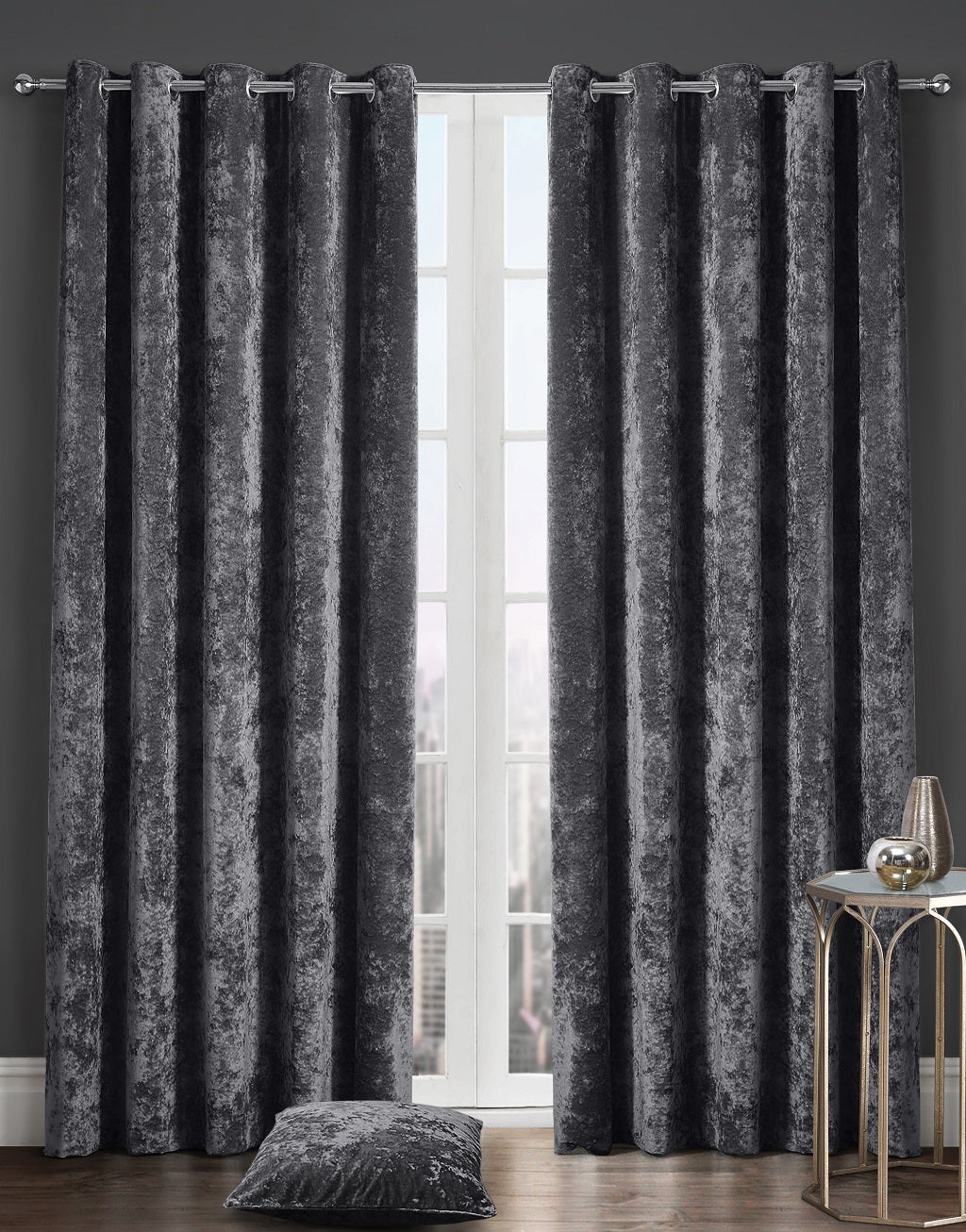 Crushed Velvet Curtains 4 Colours 6 Sizes
