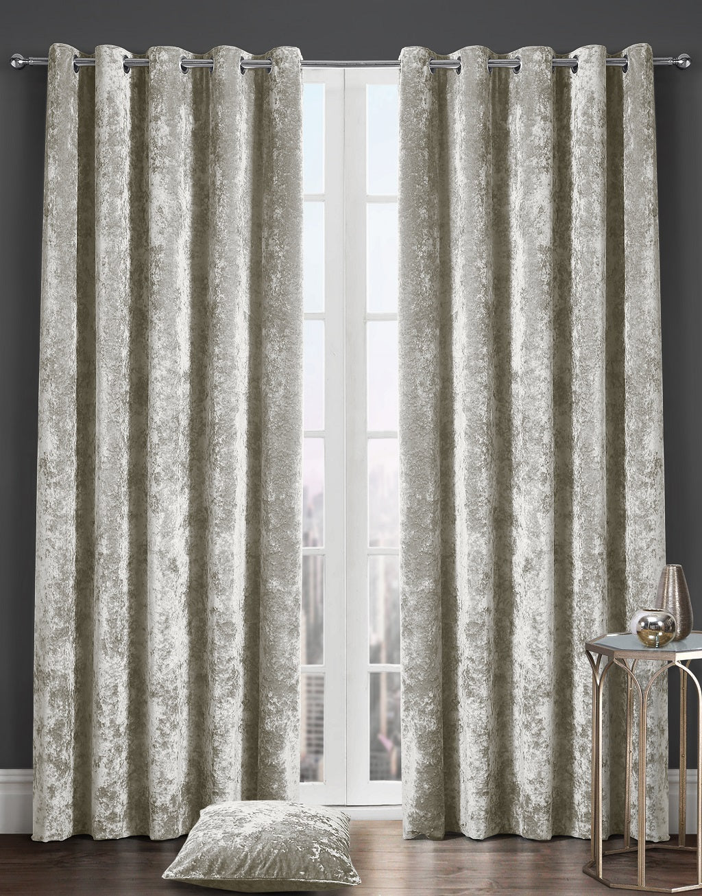 Crushed Velvet Curtains 4 Colours 6 Sizes