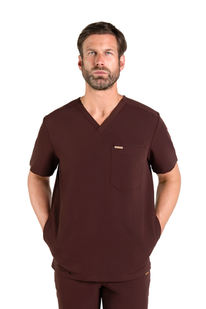 Tasca Men's V Neck Four pockets Scrub With Invisible Side Pockets