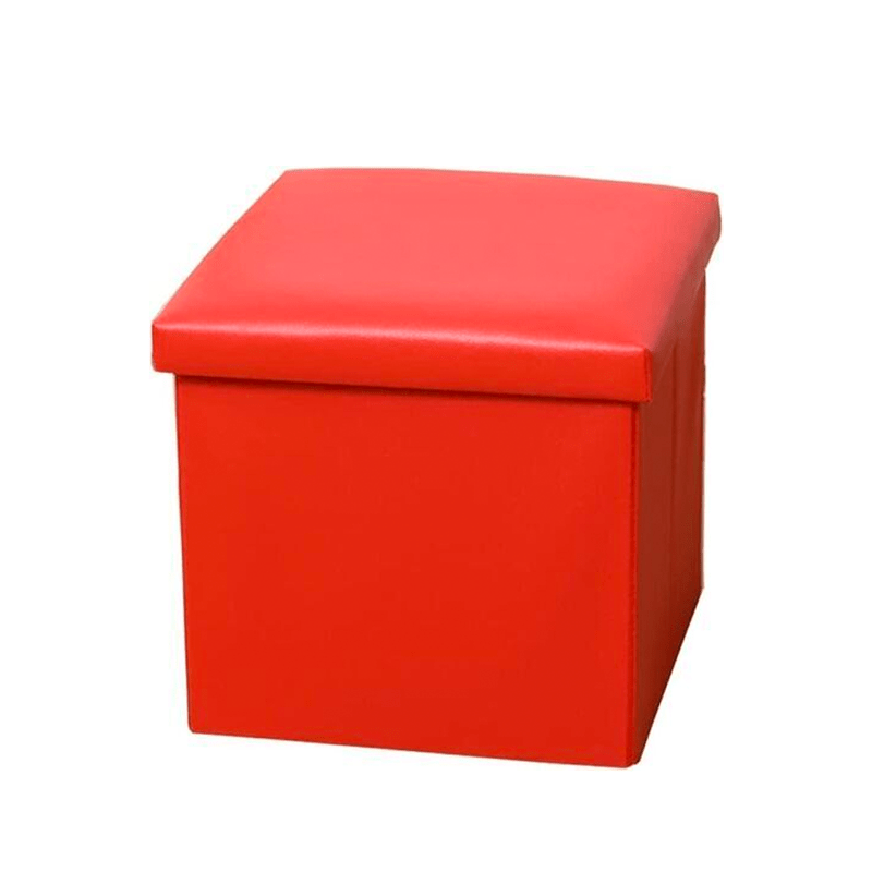 Foldable Storage Cube Faux Leather Red Small