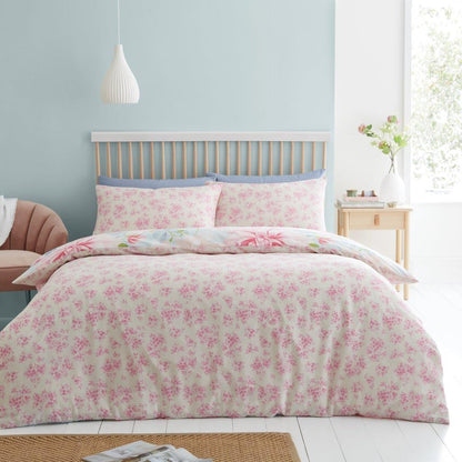 Pink Floral Reversible Duvet Set