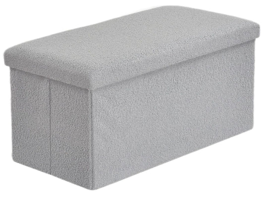 Silver Boucle Foldable Storage Ottoman 2 Sizes
