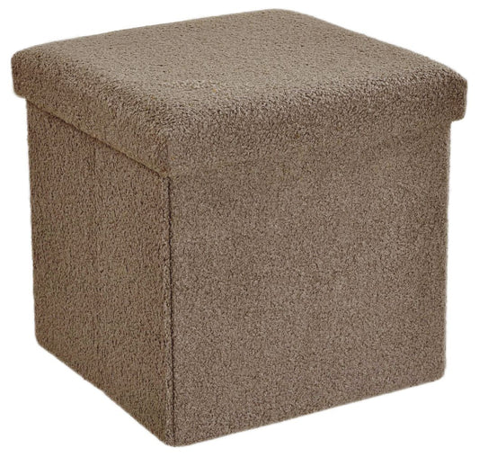 Boucle Foldable Storage Ottoman Beige 2 Sizes