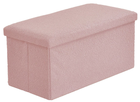 Blush Boucle Foldable Storage Ottoman 2 Sizes