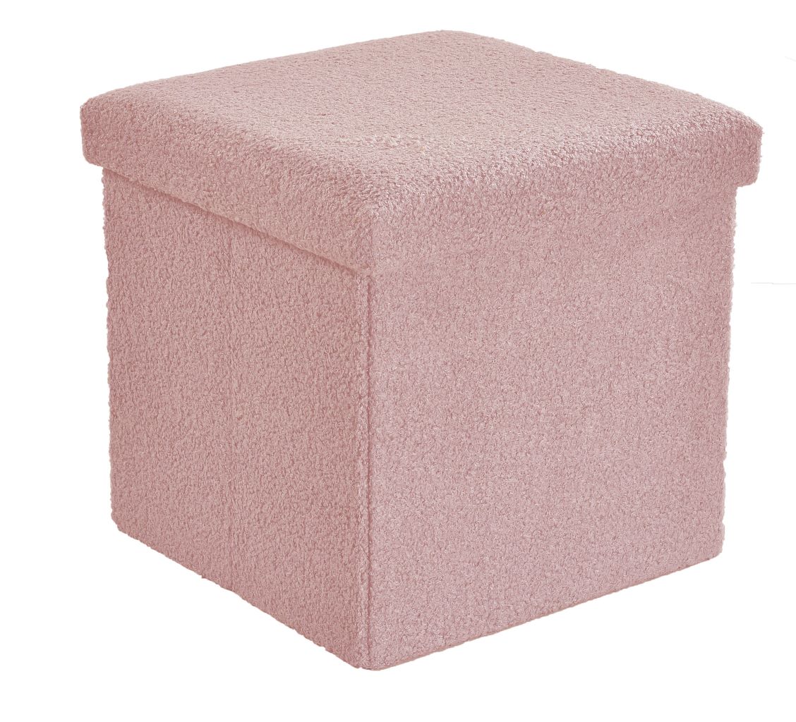 Blush Boucle Foldable Storage Ottoman 2 Sizes