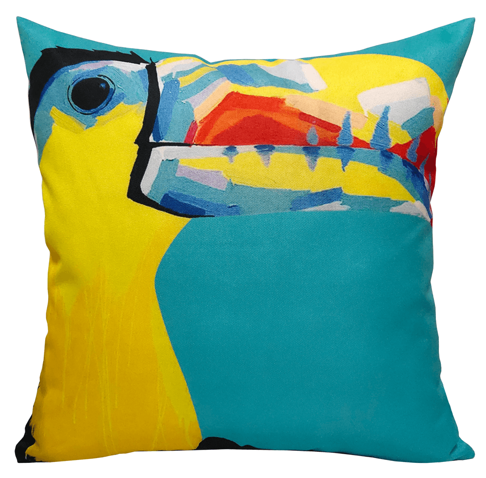 Coloured Toucan Filled Indoor/Outdoor Waterproof Cushion