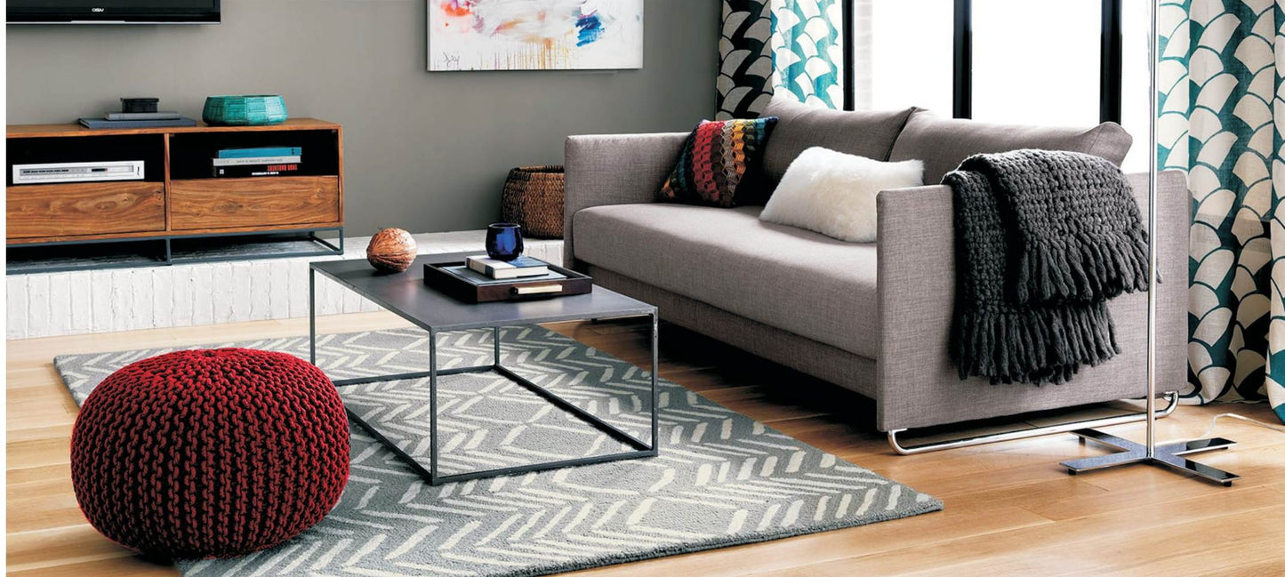 Knitted Pouffe Chunky Round Footstool Ottoman