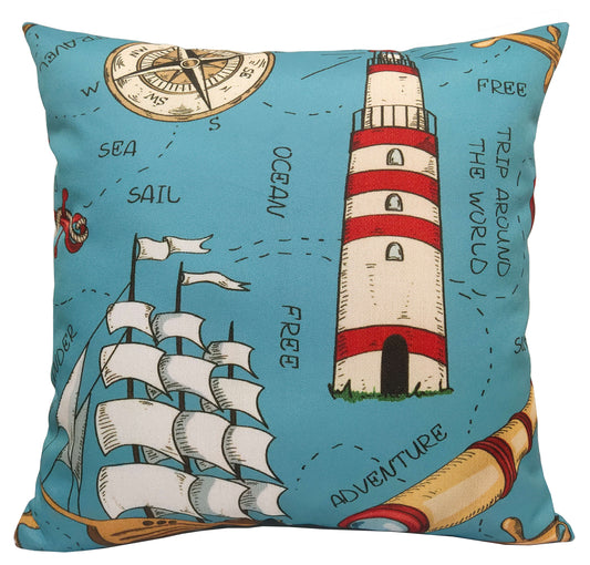 On The Sea Filled Indoor/Outdoor Waterproof Cushion