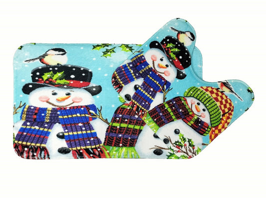 Snowman & Friend Bath & Pedestal Mat Set