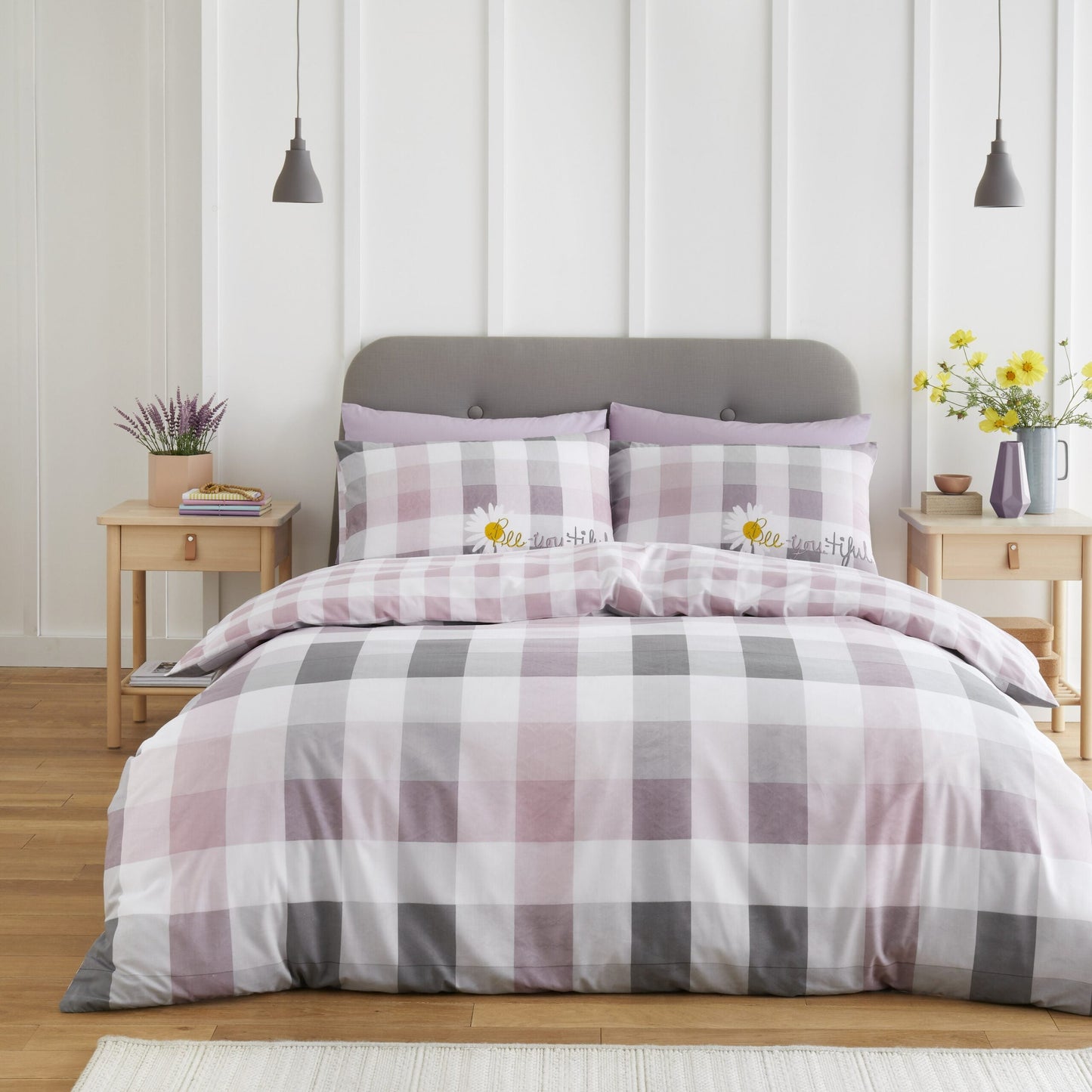 Check Printed Duvet Set 2 Colours