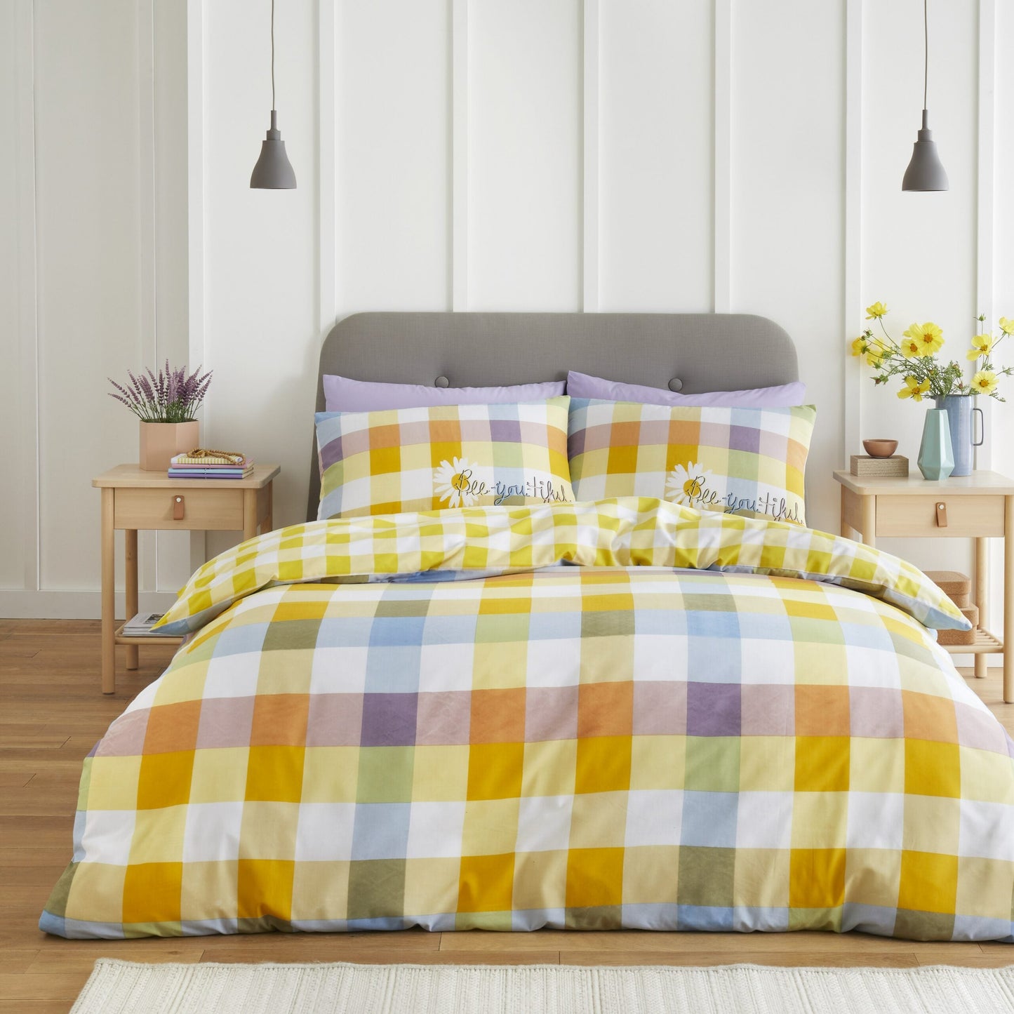 Check Printed Duvet Set 2 Colours