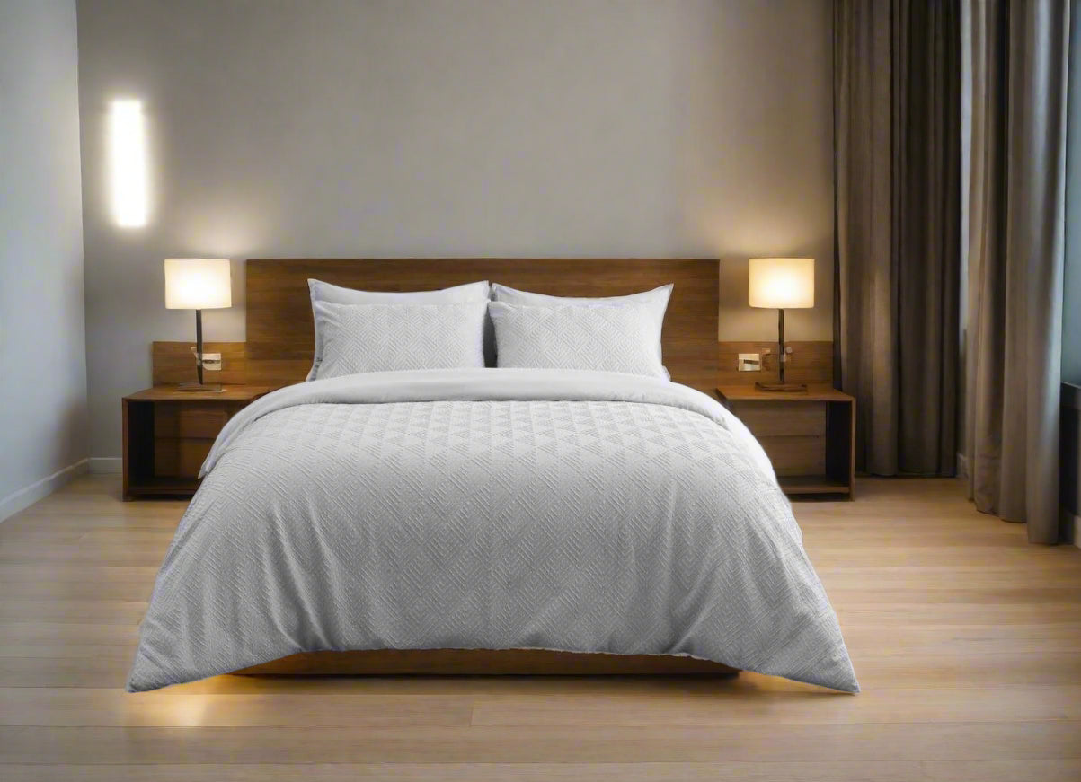 3D Embossed Triangle Patterned Duvet Set 5 Colours