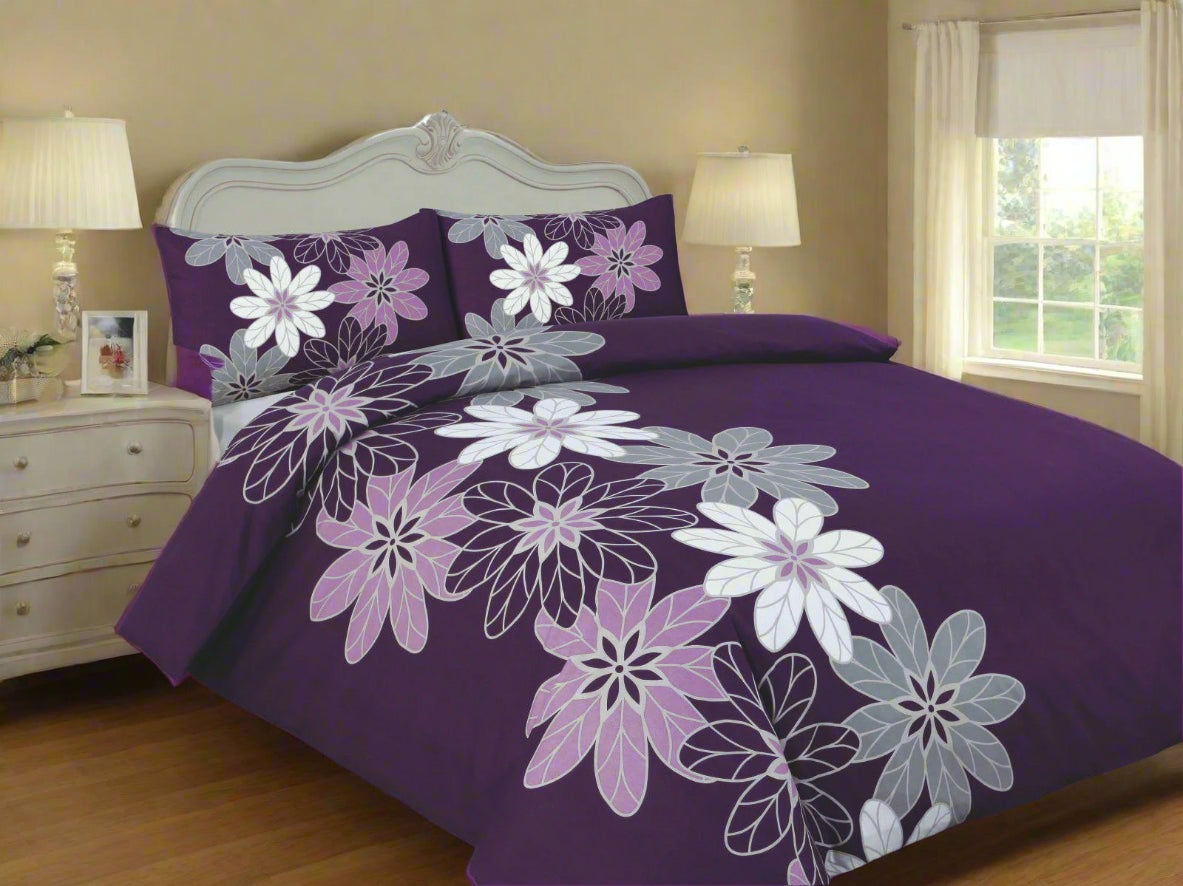 Multi Flower Stencil Duvet Set 3 Colours