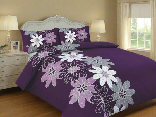 Multi Flower Stencil Duvet Set 3 Colours