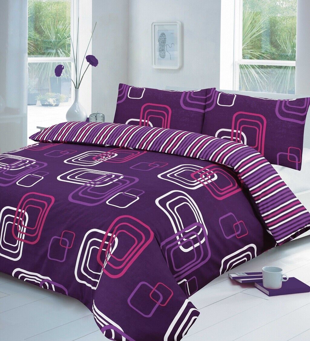 Squares With Lines Duvet Set 4 Colours