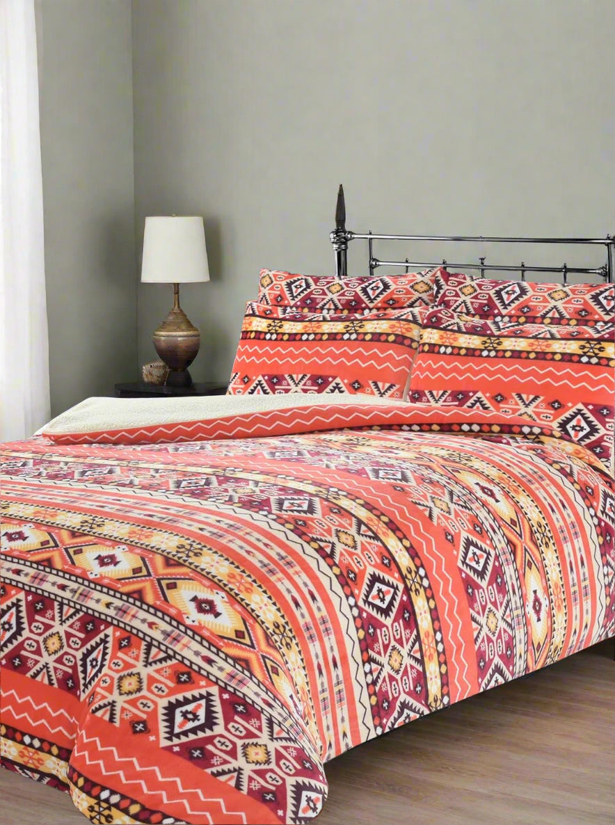 Nordic Orange Teddy Duvet Set