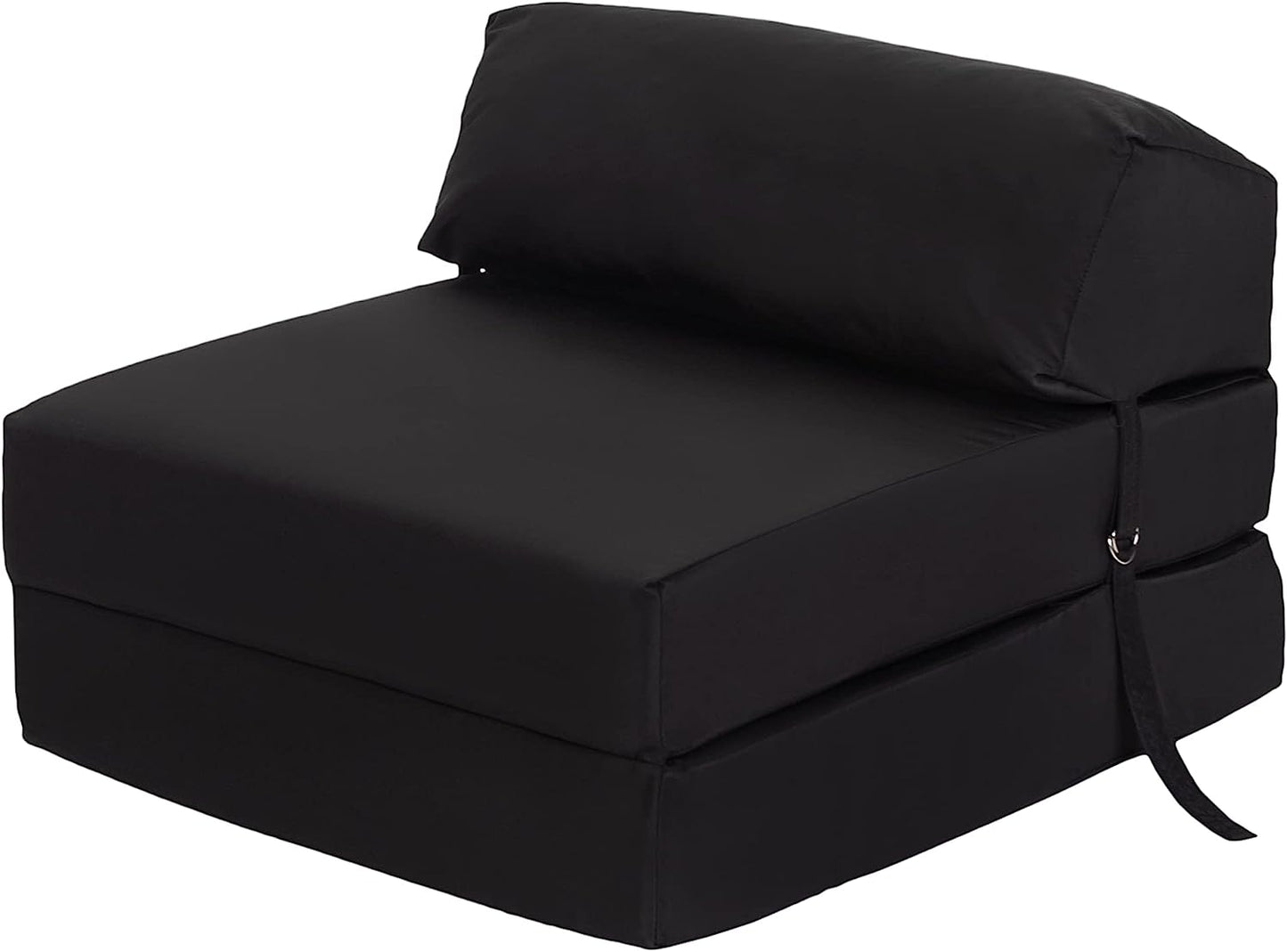 Indoor/Outdoor Fold Out Z Bed Chair | Lightweight Sofa Bed Futon with Soft Water-Resistant Cover Black