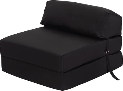 Indoor/Outdoor Fold Out Z Bed Chair | Lightweight Sofa Bed Futon with Soft Water-Resistant Cover Black