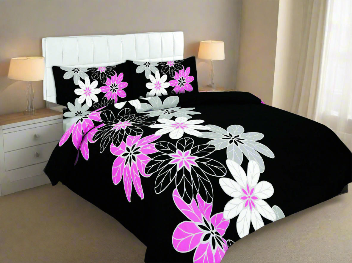 Multi Flower Stencil Duvet Set 3 Colours