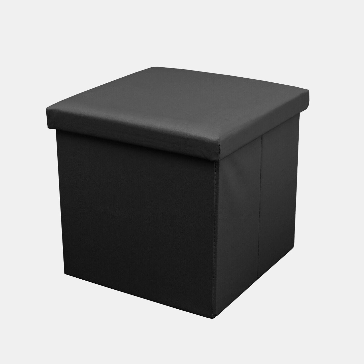 Foldable Storage Cube Faux Leather Black Small
