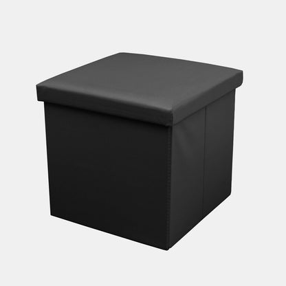 Foldable Storage Cube Faux Leather Black Small